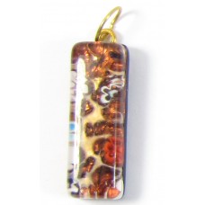 Murano Glass Thin Oblong Pendant - Gold Foiled Topaz