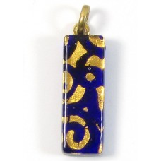 Murano Glass Thin Oblong Pendant Sapphire