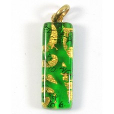 Murano Glass Thin Oblong Pendant Emerald