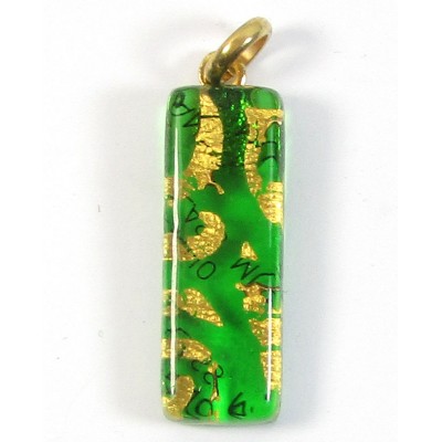 Murano Glass Thin Oblong Pendant Emerald