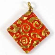 Murano Glass Large Diamond Pendant Ruby