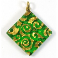 Murano Glass Large Diamond Pendant Emerald