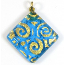 Murano Glass Large Diamond Pendant Aquamarine