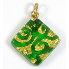 Murano Glass Diamond Pendant Diamond Emerald