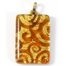Murano Glass Oblong Pendant Topaz