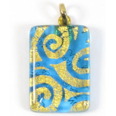 Murano Glass Oblong Pendant Aquamarine
