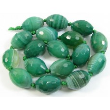 1 Strand Dyed Green Agate Faceted Oval Beads