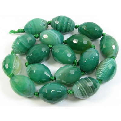 1 Strand Dyed Green Agate Faceted Oval Beads