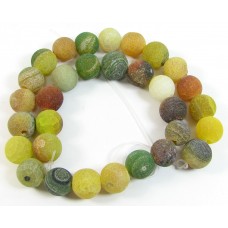1 Strand Yellow and Green Dyed Agate 12mm Round Beads