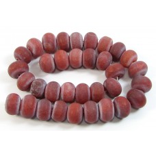1 Strand Agate Dyed Russet/Red Rondelles Frosted Beads