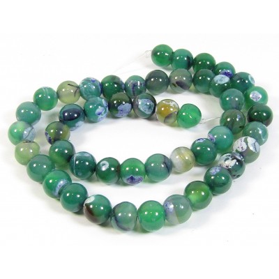 1 Strand Green and Purple Dyed Agate 8mm Round Beads