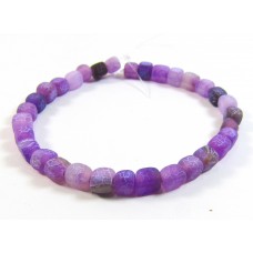1 Strand Frosted Dyed Purple Agate 6mm Cube Beads