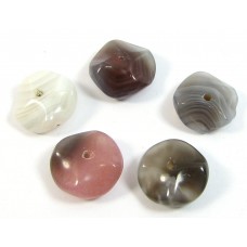 10 Botswana Agate Ruffled Rondelle Beads