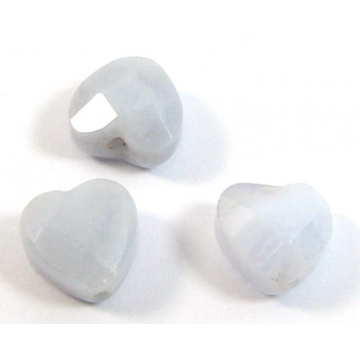2 Blue Lace Agate 8mm Faceted Hearts