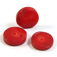 20 Red Coral Wheel Beads