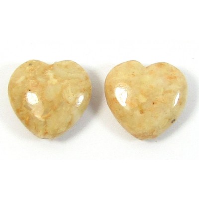 2 Dyed Peach Jasper 12mm Heart Beads