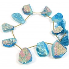 1 Short Strand Turquoise Colour Druzy Quartz Beads
