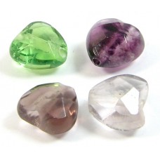 10 Fluorite Faceted Multi-Coloured 8mm Heart Beads