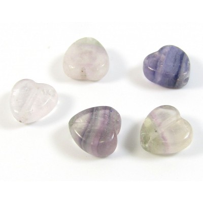 10 Fluorite 8mm Heart Beads