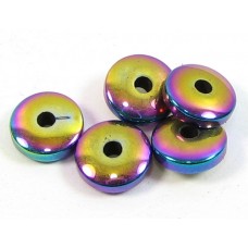 10 Multicolour Magnetic Hematite Disc Beads