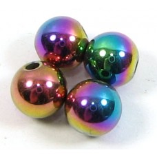 4 Multicolour Magnetic Hematite 6mm Round Beads
