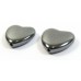 1 Pair Hematite 12mm Puffed Heart Beads
