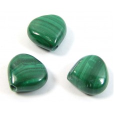 10 Malachite 8mm Puffed Heart Beads