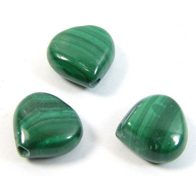 10 Malachite 8mm Puffed Heart Beads