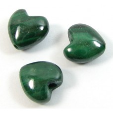 10 Malachite 6mm Puffed Heart Beads