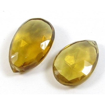 1 AA Quality Faceted Beer Quartz Top Drilled Flat Briolette
