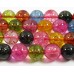 1 Strand Dyed Crackled Rock Crystal Multi Coloured 10mm Round Beads