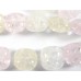 1 Strand Pink Yellow Clear  Crackle Quartz Puffed Square Beads 