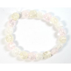 1 Strand Pink Yellow Clear  Crackle Quartz Puffed Square Beads 