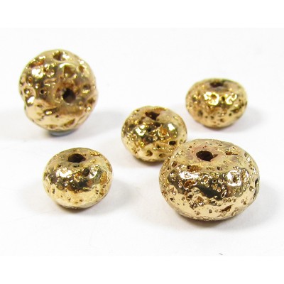 20 Gold Plated Volcanic Lava 6mm Rondelle beads