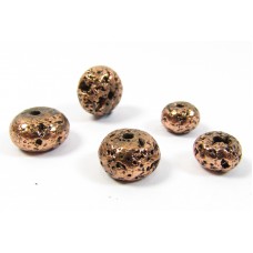 20 Copper Plated Volcanic Lava 6mm Rondelle beads