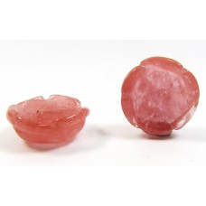 Pair Strawberry Quartz Flower Beads