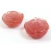Pair Strawberry Quartz Flower Beads