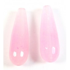 Pair Rose Dyed Quartz Facetted Drop Beads