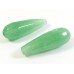 Pair Green Dyed Quartz Facetted Drop Beads