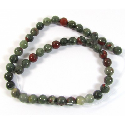 1 Strand 8mm Heliotrope Bloodstone Beads