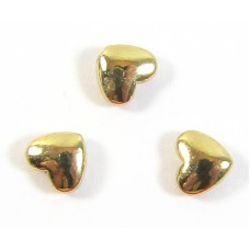 10 Gold Plated Hematite 6mm Puffed Heart Beads