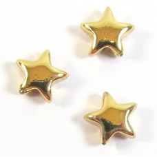 10 Gold Plated Hematite 6mm Puffed Star Beads