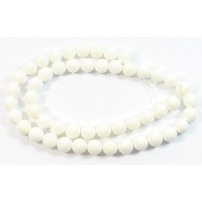 1 Strand 6mm White Round Shell Beads