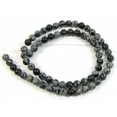 1 Strand Snowflake Obsidian 4mm Round Beads