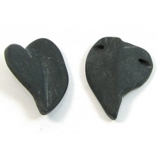 2 Matt Black Obsidian Leaf Beads
