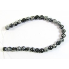 1 Short Strand Snowflake Obsidian 6mm Round Beads