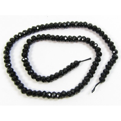 1 Strand Black Onyx 6mm Faceted Rondelle Beads