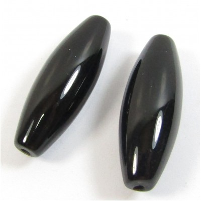 2 Black Onyx Oval Beads