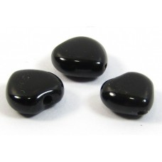 10 Black Onyx 6mm Puffed Heart Beads