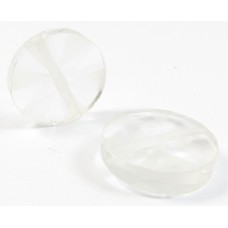 1 Rock Crystal Faceted Part-Frosted Disc Bead